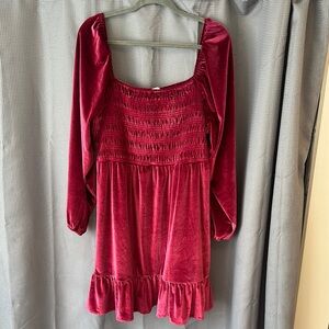 Red Velvet Long Sleeve Lauren Conrad Dress